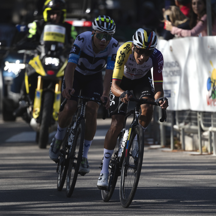 Tre Valli Varesine 2025 - Egan Bernal of INEOS Grenadiers wearing his Columbian Champion’s jersey during the race