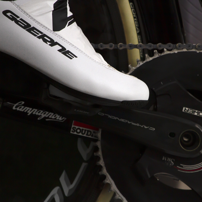 UCI 2019 Road World Championships - A rider's foot on the pedal of a time trial bike