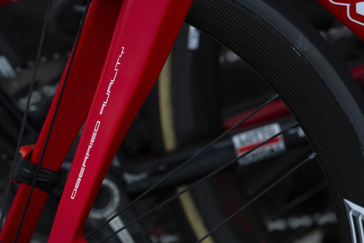 UCI 2019 Road World Championships - close up of a Thomus time trial bike’s forks