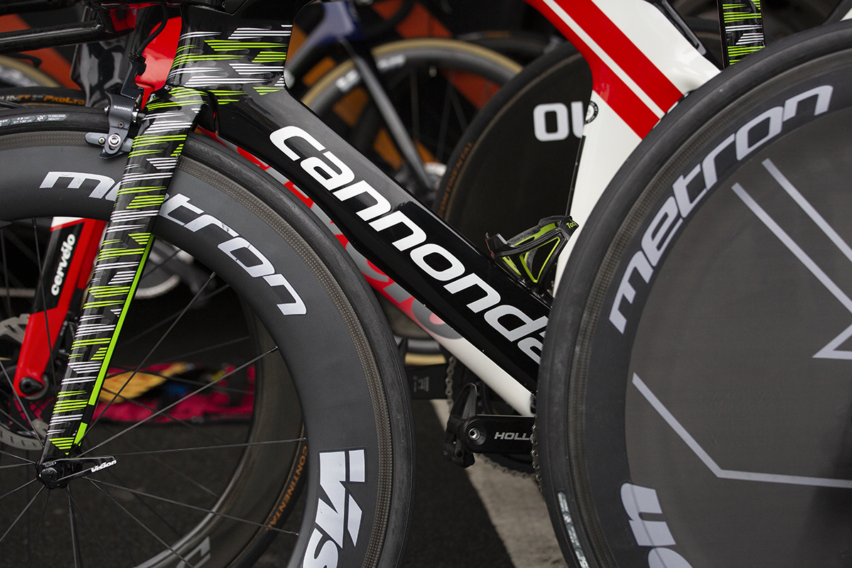 UCI 2019 Road World Championships - Cannondale time trial bikes lined up