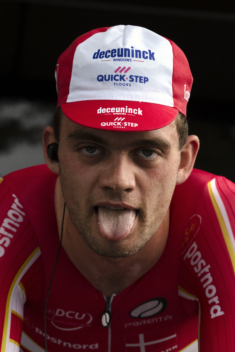 UCI 2019 Road World Championships - Sweat drips from Kasper Asgreen’s face and he sticks out his tongue as he warms up before competing for Denmark