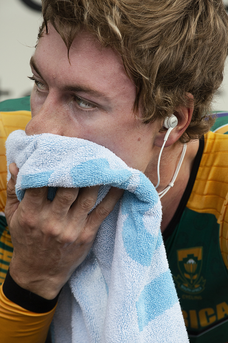 UCI 2019 Road World Championships - Stefan De Bod of South Africa wipes his face with a towel during the warm up for the time trial