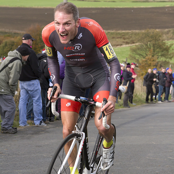 UK National Hill Climb Championships 2015 - Andrew Pearson races up the climb