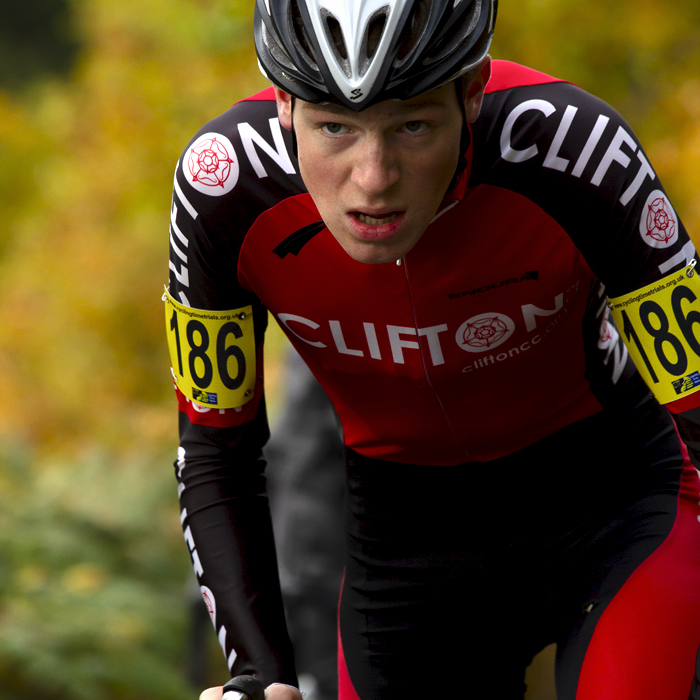 UK National Hill Climb Championships 2015 - Eugene Cross look up at the climb ahead of him