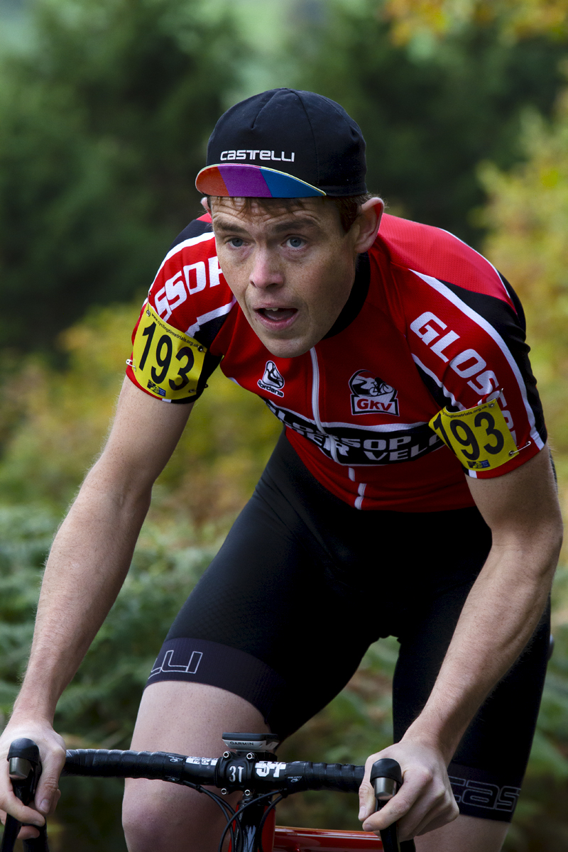 UK National Hill Climb Championships 2015 - Mark Nulty looks up at the hill ahead of him