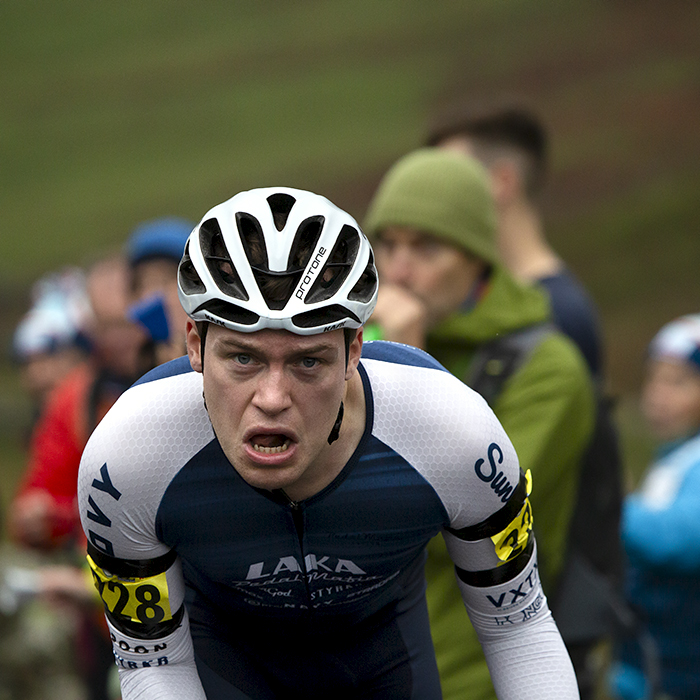 UK National Hill Climb Championships 2023 - The effort shows on James Vanieris’ face as he nears the finish