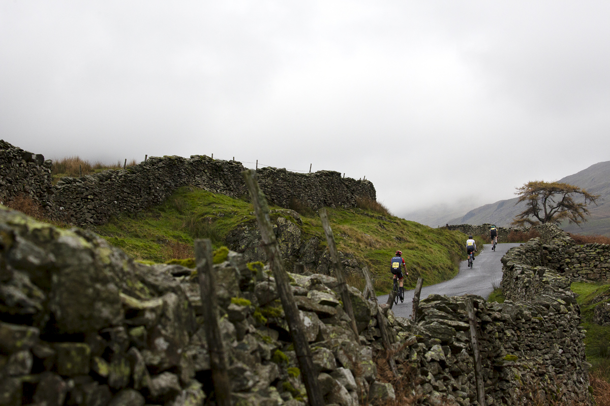 UK National Hill Climb Championships 2023 - Three riders make their way up The Struggle