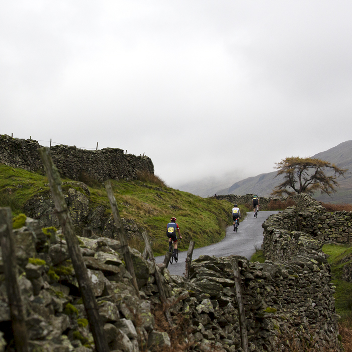 UK National Hill Climb Championships 2023 - Three riders make their way up The Struggle