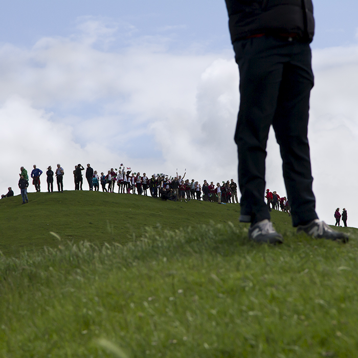 Women’s Tour 2017 - fans can be seen lining the summit of a hill during the race