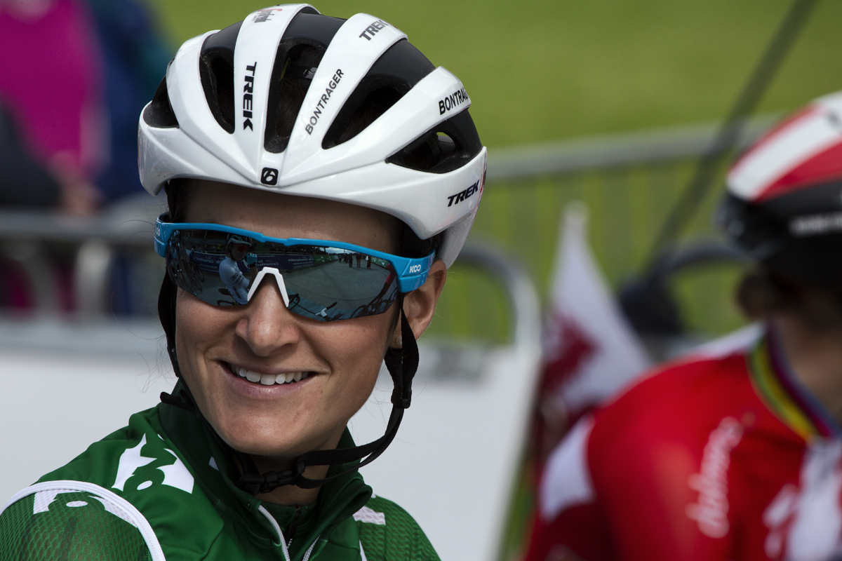 Women's Tour 2019 - Lizzie Deignan wears the green leaders jersey on the start line