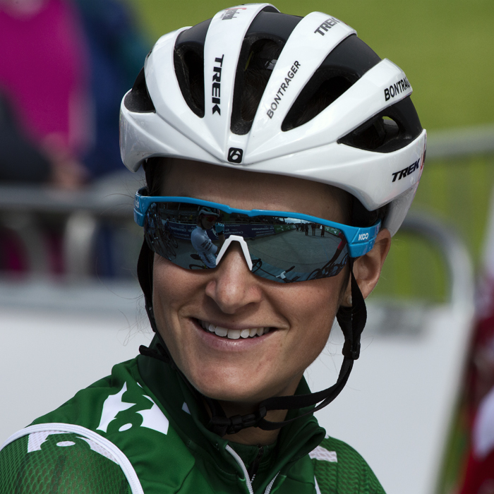 Women's Tour 2019 - Lizzie Deignan wears the green leaders jersey on the start line