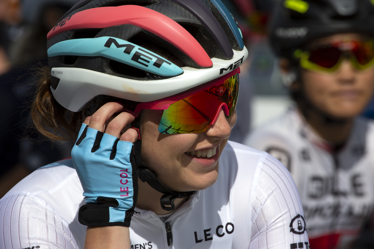 Women's Tour 2019 - Manon Lloyd smiles as she adjusts her radio