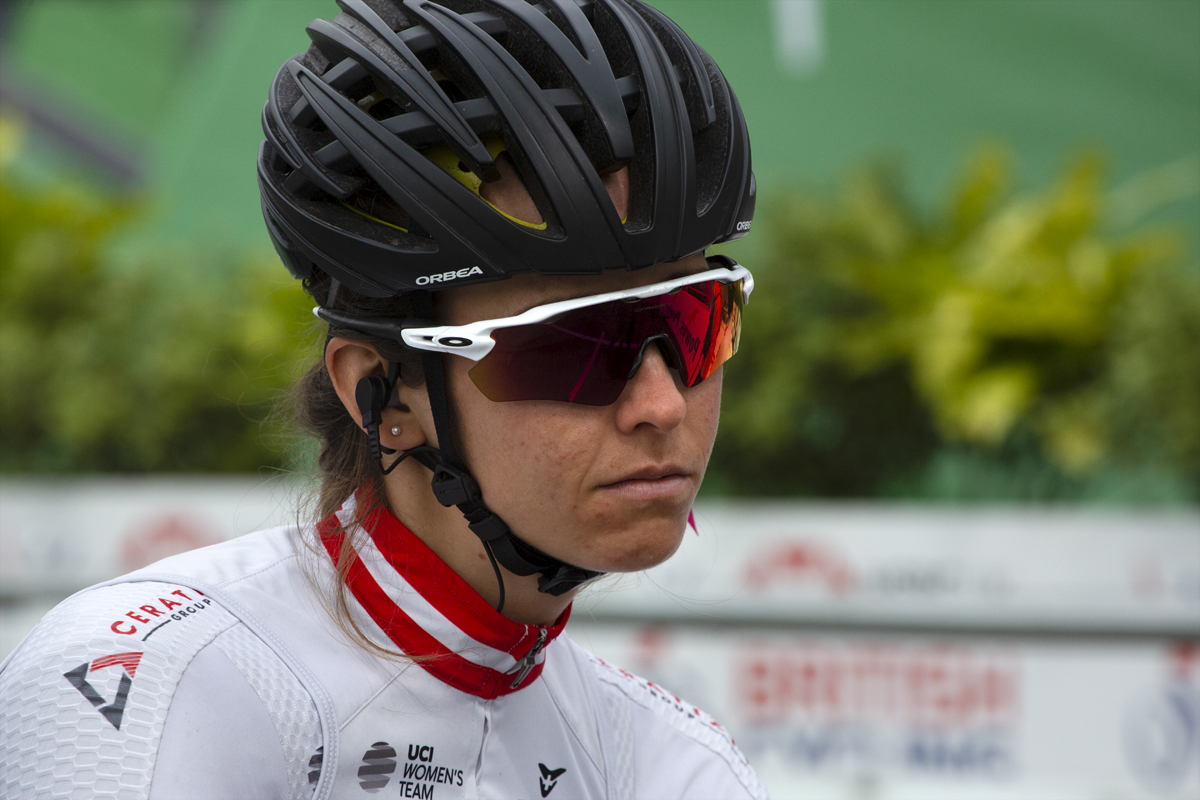 Women's Tour 2019 - Sarah Rijkes wears the Austrian champions stripes round her cuffs on the start line