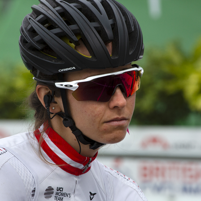 Women's Tour 2019 - Sarah Rijkes wears the Austrian champions stripes round her cuffs on the start line