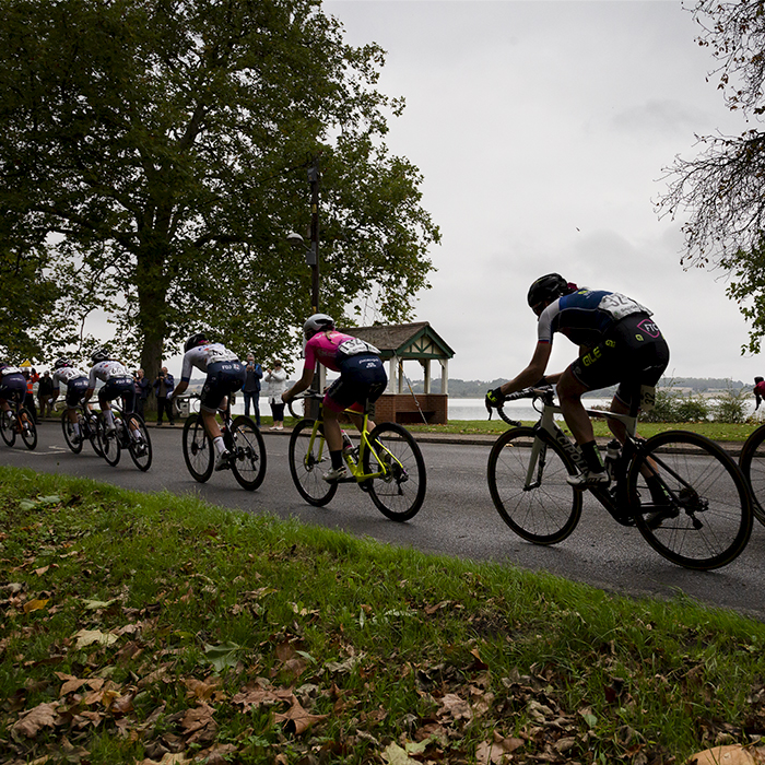 Women’s Tour 2021 - The peloton rides at the side of the River Stour