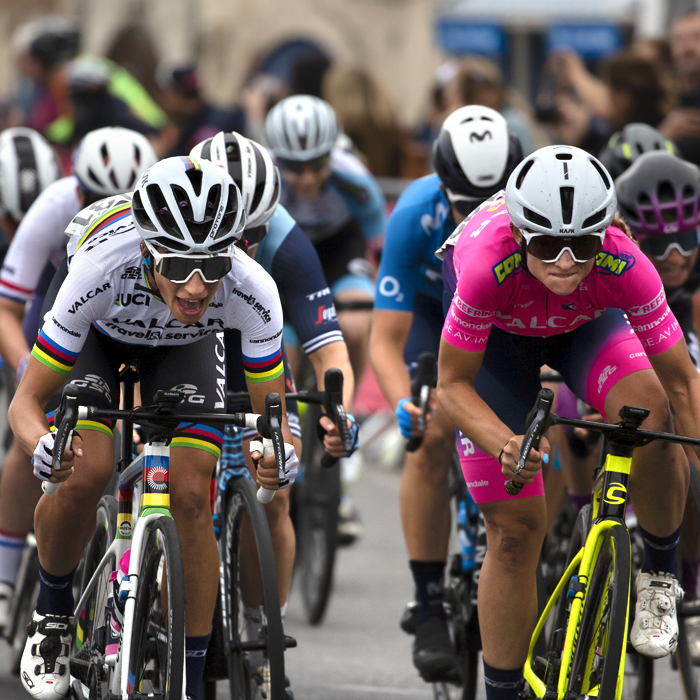 Women’s Tour 2021 - Elisa Balsamo and Chiara Consonni of Valcar - Travel & Service sprint along the sea front