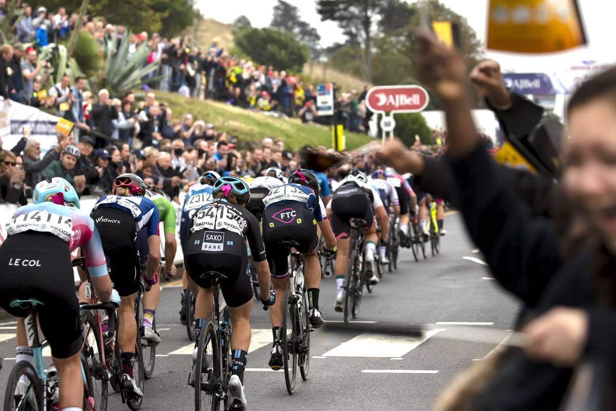 Women’s Tour 2021 - The riders head for the finish line as the crowds line the road