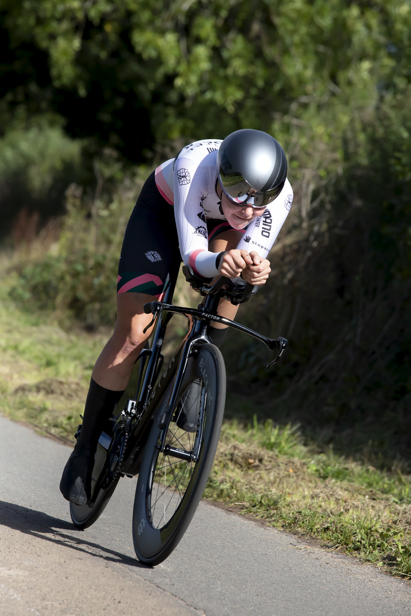 Women’s Tour 2021 - Time Trial - Parkhotel Valkenburg’s Femke Markus races past hedgerows