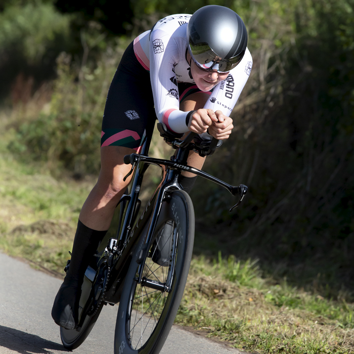 Women’s Tour 2021 - Time Trial - Parkhotel Valkenburg’s Femke Markus races past hedgerows