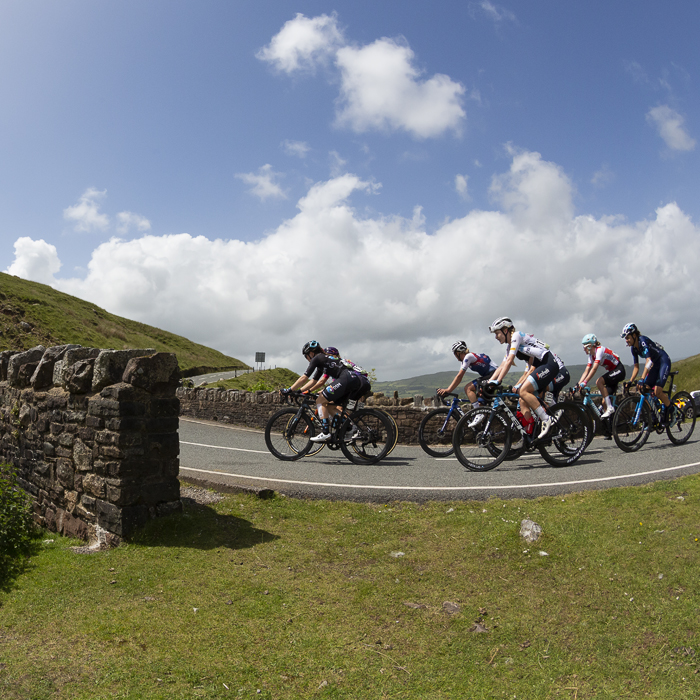 Women’s Tour 2022 - Riders start to cross a bridge on the Black Mountain